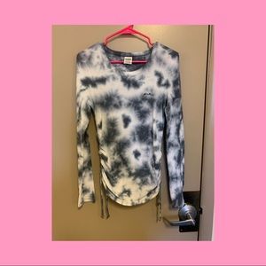 PINK white and black tie dye long sleeve shirt